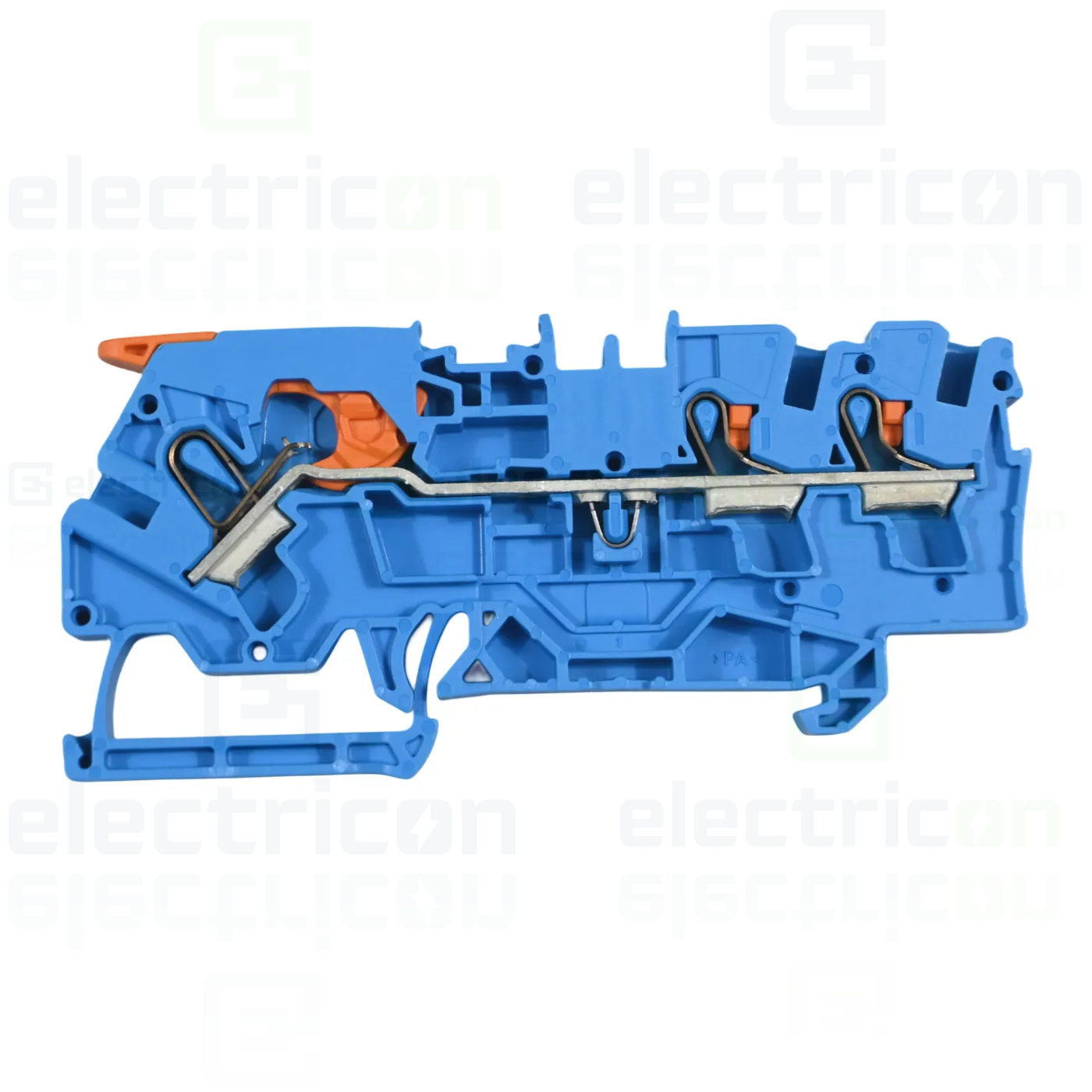 Clema șir, cu pârghie și buton, 3 conexiuni, 4 mm², albastru, TopJobs Clamp, Wago, 2104-5304 [2]