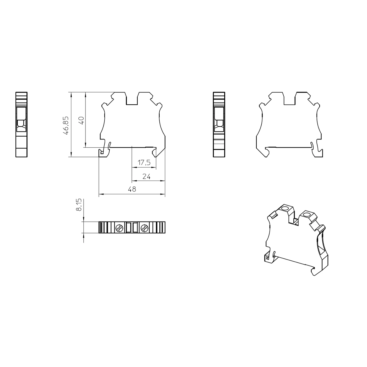 Clema șir cu șurub, 2PT, 2 conexiuni, 6 mm², albastru, UT 6 BU, Phoenix Contact, 3044144 [6]