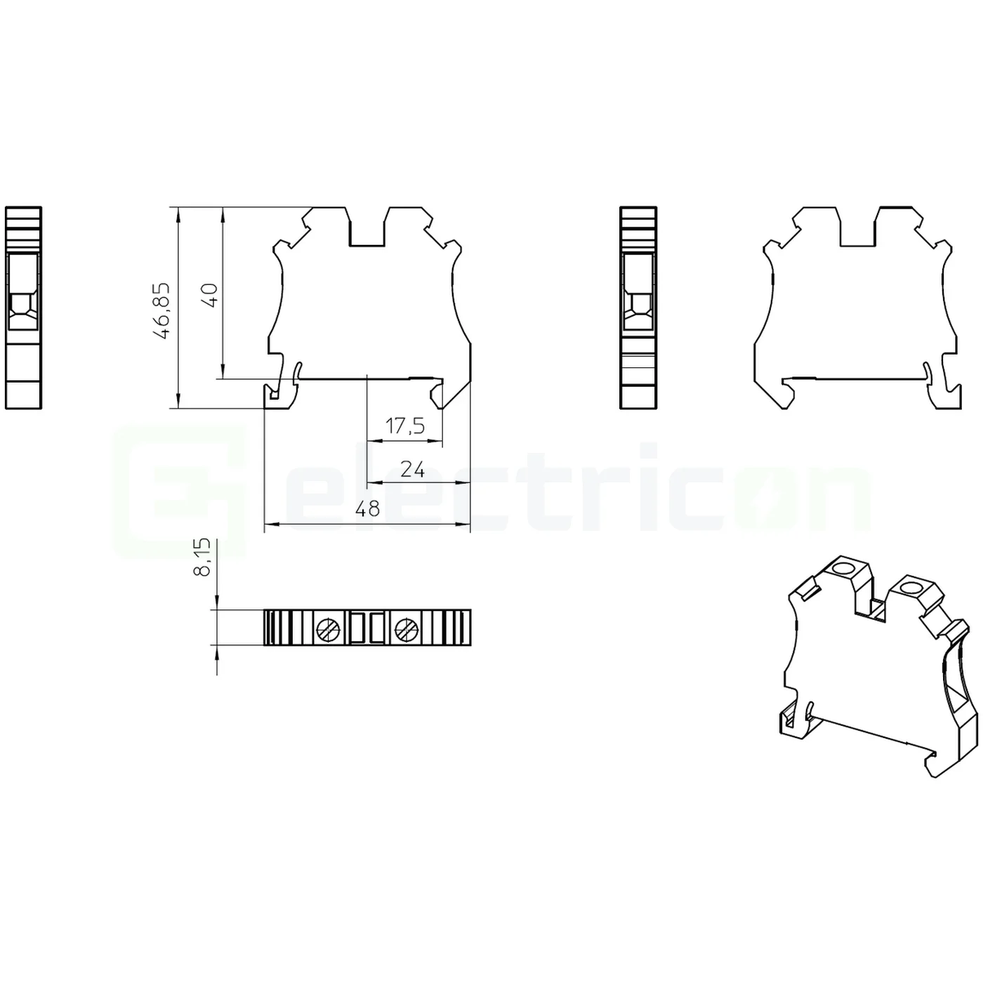 Clema șir cu șurub, 2PT, 2 conexiuni, 6 mm², gri, UT 6 , Phoenix Contact, 3044131 [4]