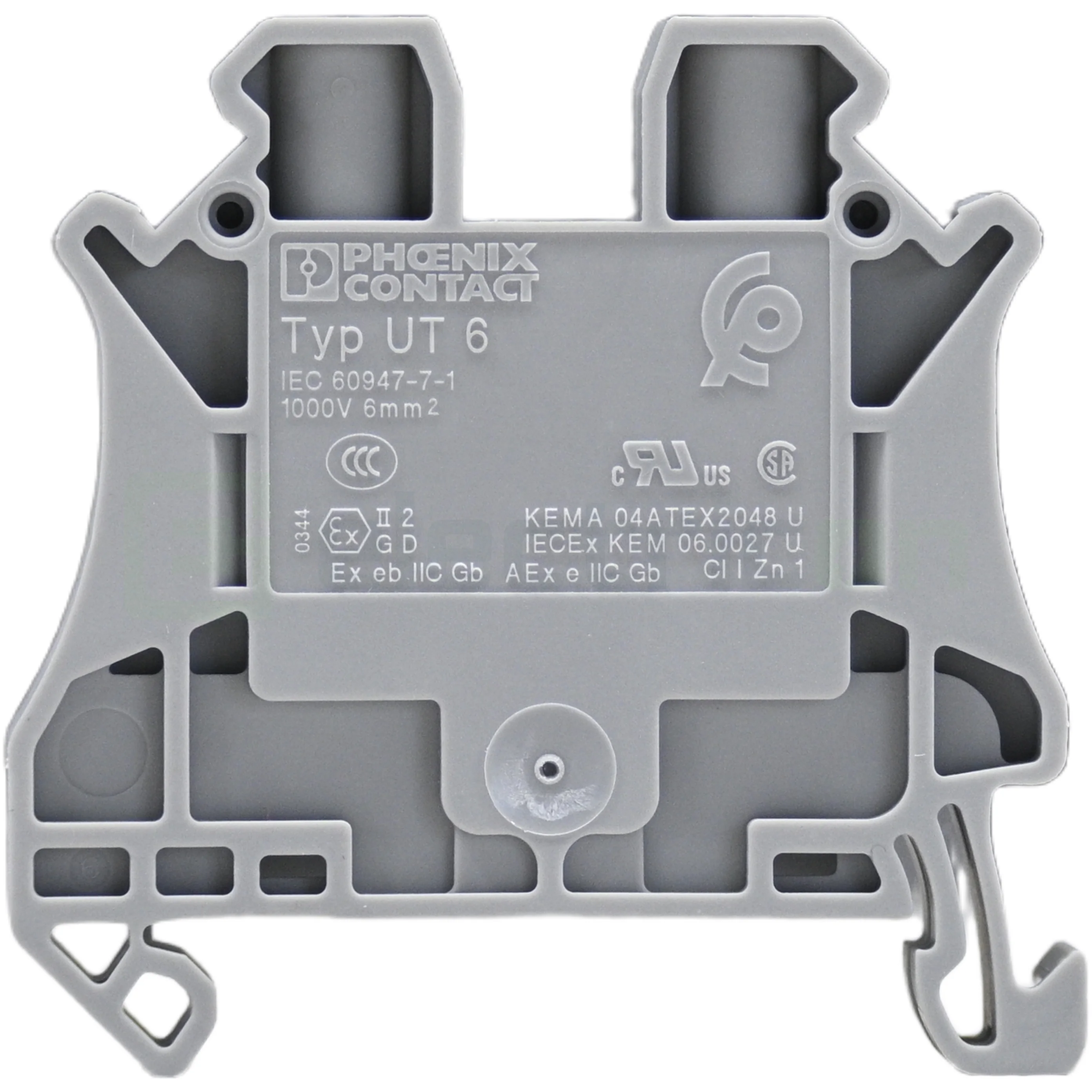 Clema șir cu șurub, 2PT, 2 conexiuni, 6 mm², gri, UT 6 , Phoenix Contact, 3044131 [1]