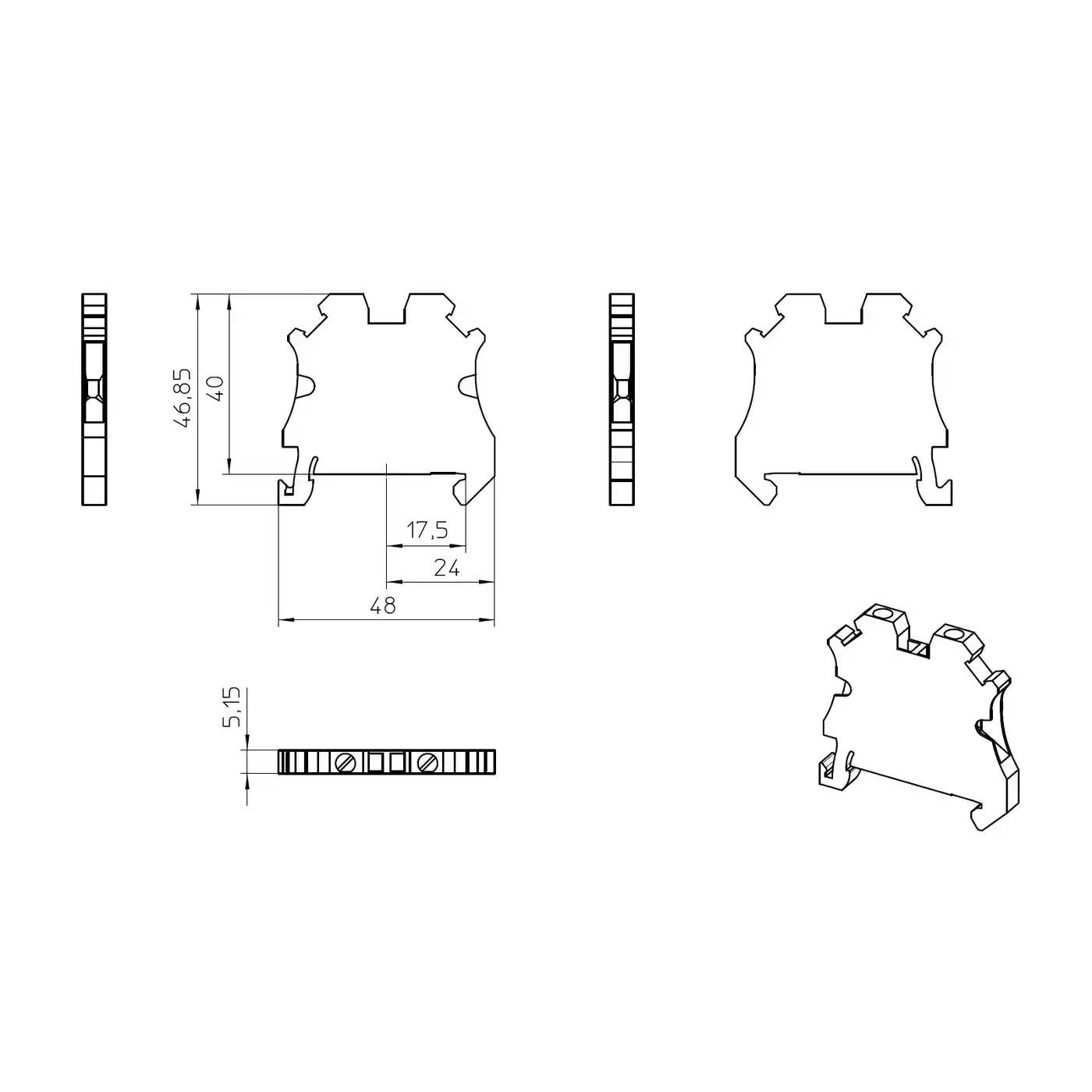 Clema sir, de trecere, 2 conexiuni,  2.5mm², gri, UT 2.5, Phoenix Contact, 3044076 [3]