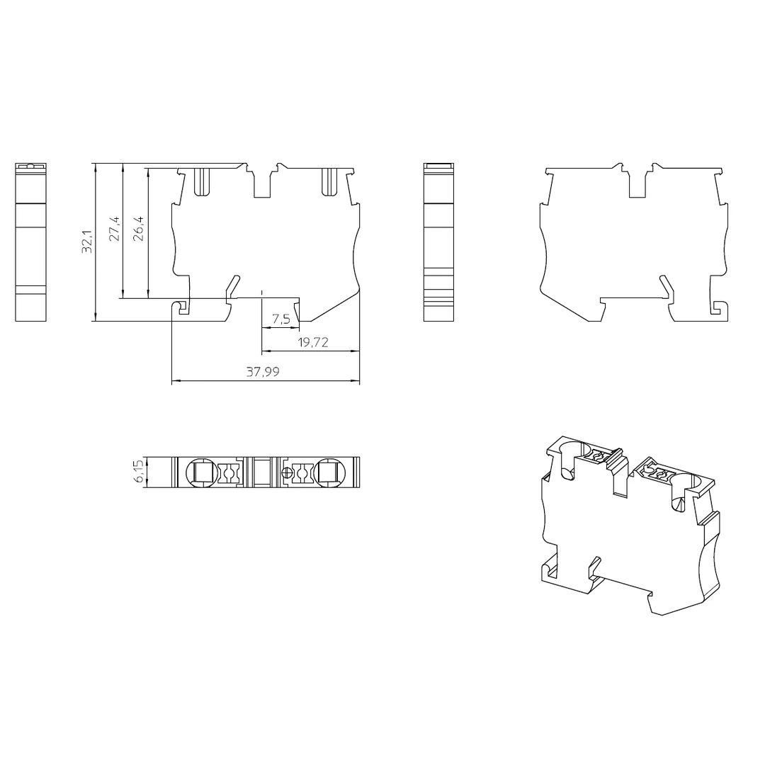 Clemă șir,de trecere,2 conexiuni, 4 mm². albastru, MPT 4 BU, Phoenix Contact, 3249001 [2]