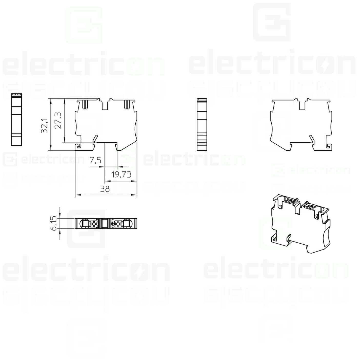Clemă șir,de trecere,2 conexiuni, 4 mm². gri, MPT 4, Phoenix Contact, 3249000 [4]