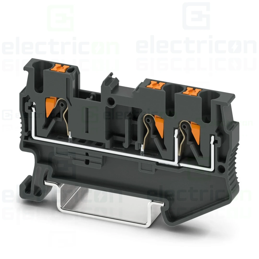 Clema șir, de trecere, 3 conexiuni, 0,14-4 mm²,gri, PT 2,5-TWIN BK, Phoenix Contact, 3211252 [1]