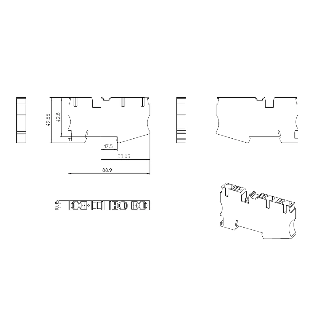Clema șir, de trecere, 3 conexiuni, 10 mm²,negru, PT 10 TWIN BK, Phoenix Contact, 1375410 [2]