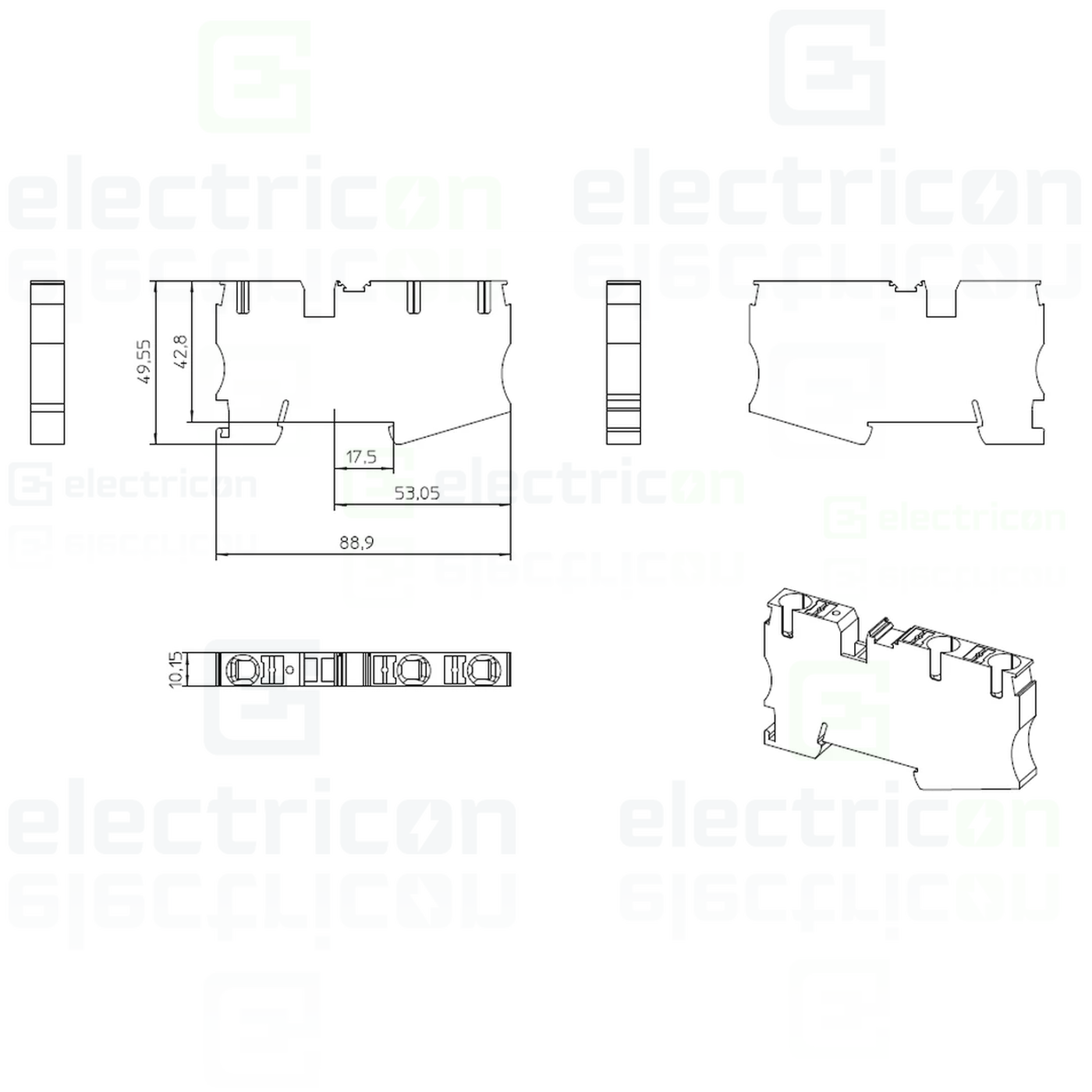 Clema șir, de trecere, 3 conexiuni, 10 mm²,roșu, PT 10 TWIN RD, Phoenix Contact, 1375409 [4]