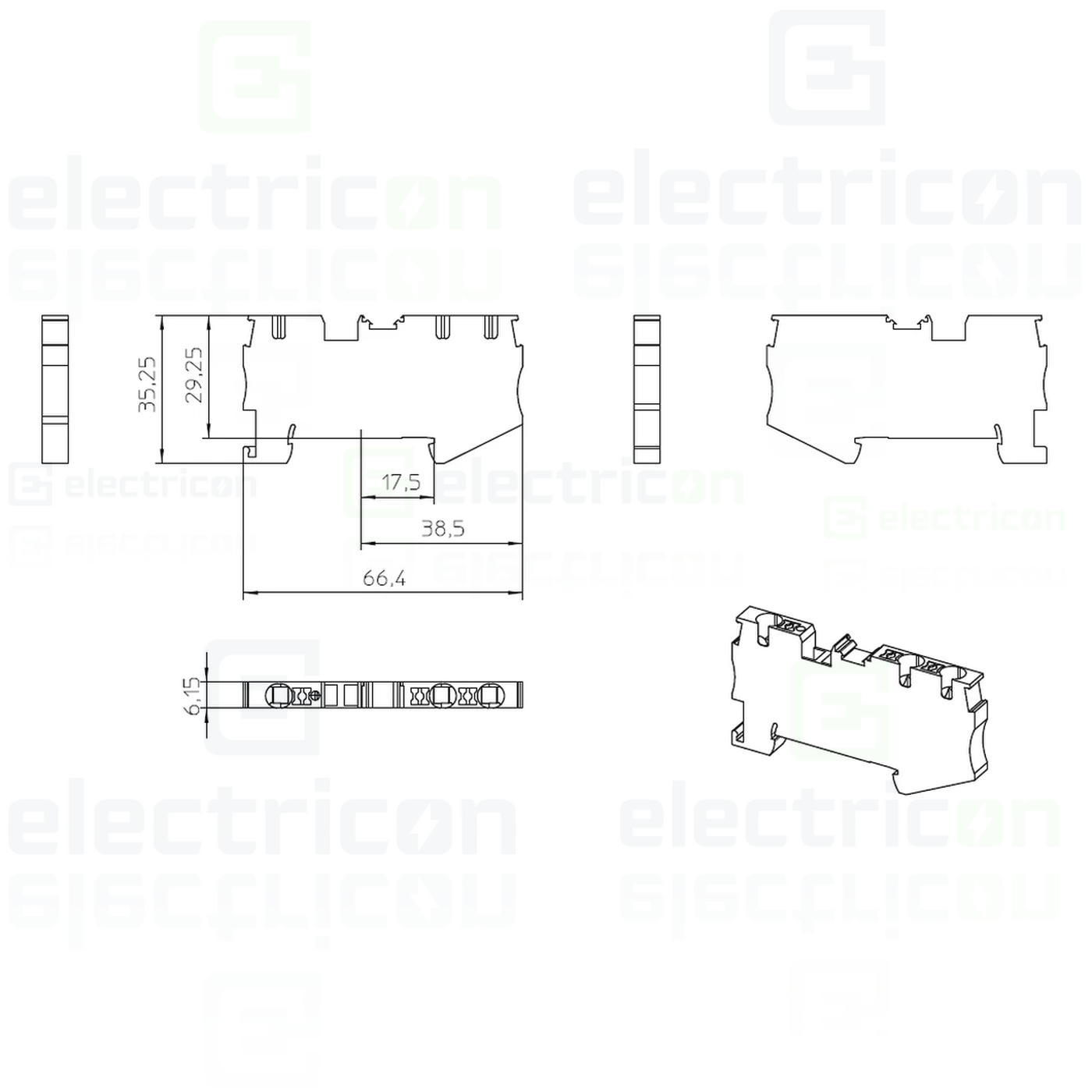 Clema șir, de trecere, 3 conexiuni, 4 mm²,gri, PT 4-TWIN, Phoenix Contact, 3211771 [4]