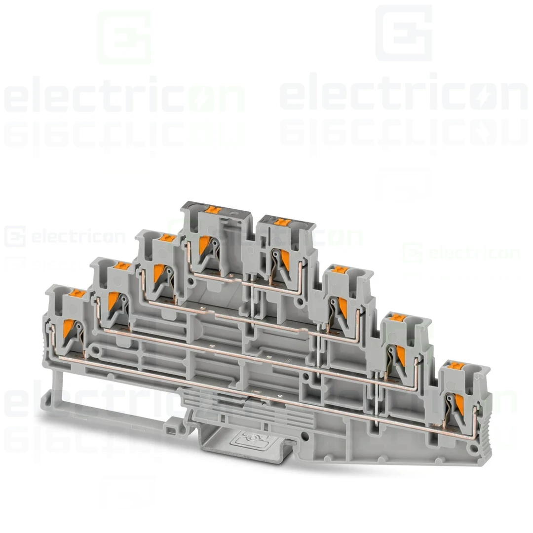 Clema șir, de trecere cu 4 etaje, 8 conexiuni, 0,14-4 mm²,gri, PT 2,5-4PV, Phoenix Contact, 1336411 [1]