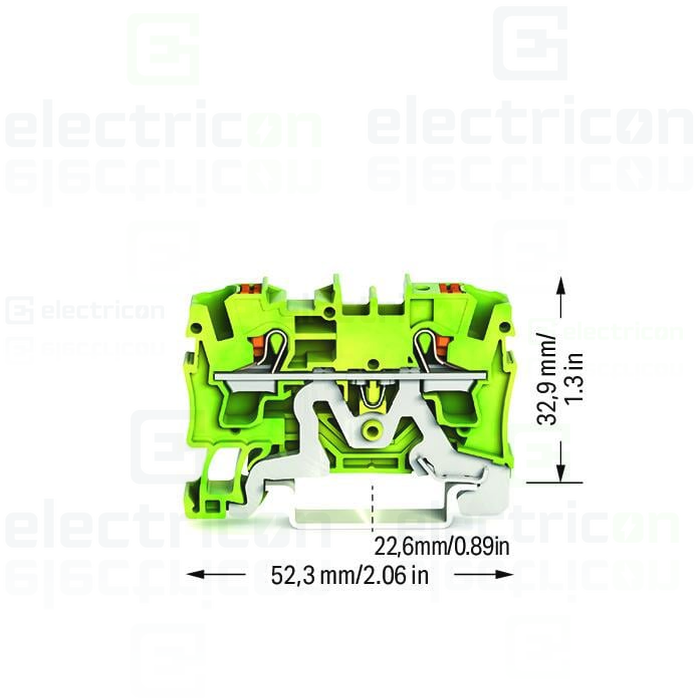 Clema șir, de trecere, împământare, 2 conexiuni, 4 mm²,galben-verde, TopJobs Push-In, Wago, 2204-1207 [4]