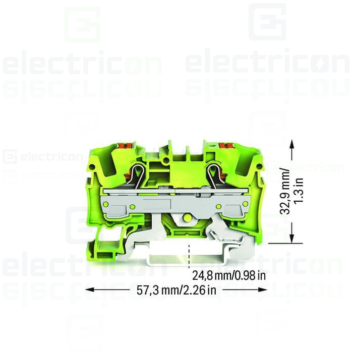 Clema șir, de trecere, împământare,2 conexiuni, 6 mm²,verde-galben, TopJobs Push-In, Wago, 2206-1207 [4]