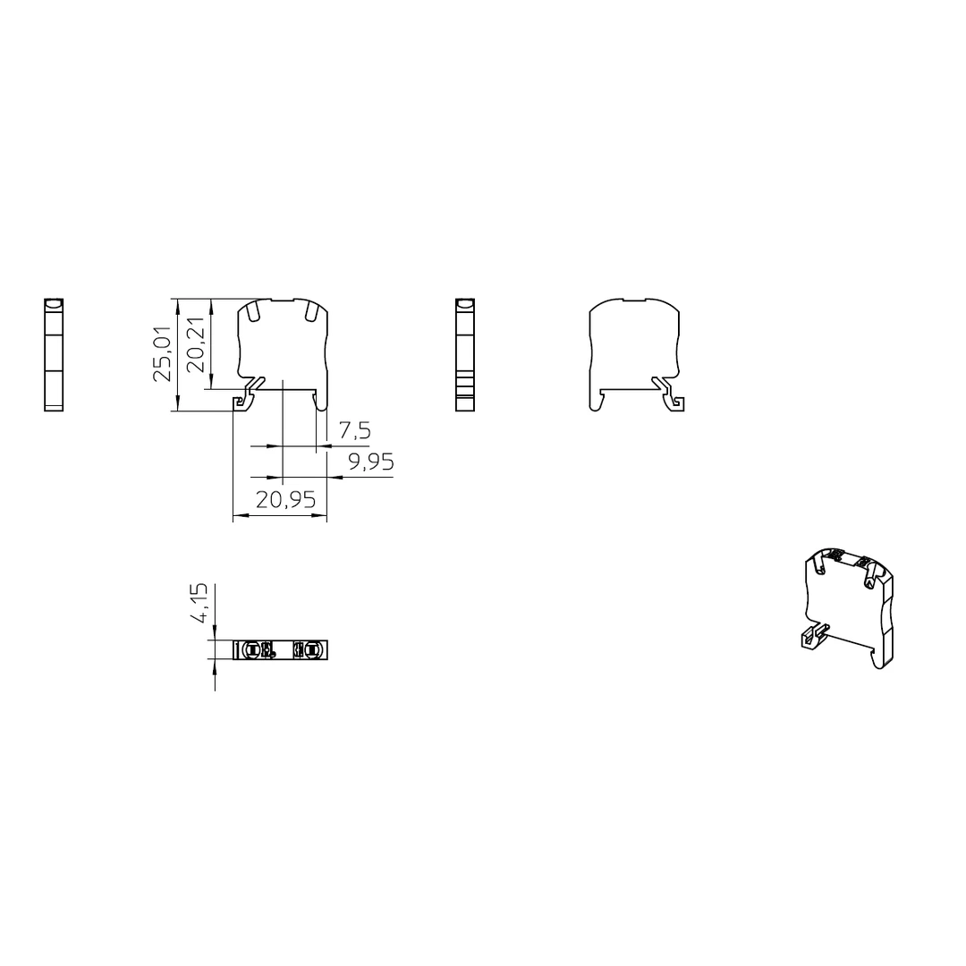 Clemă șir, micro format, 2 conexiuni, 1,5 mm². albastru, MP 1,5 BU, Phoenix Contact, 3248152 [2]