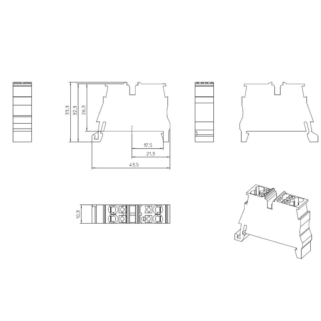 Clemă șir, mini format, 4 conexiuni, 2,5 mm². gri MPTD 2,5-NS 35, Phoenix Contact, 1429438 [3]