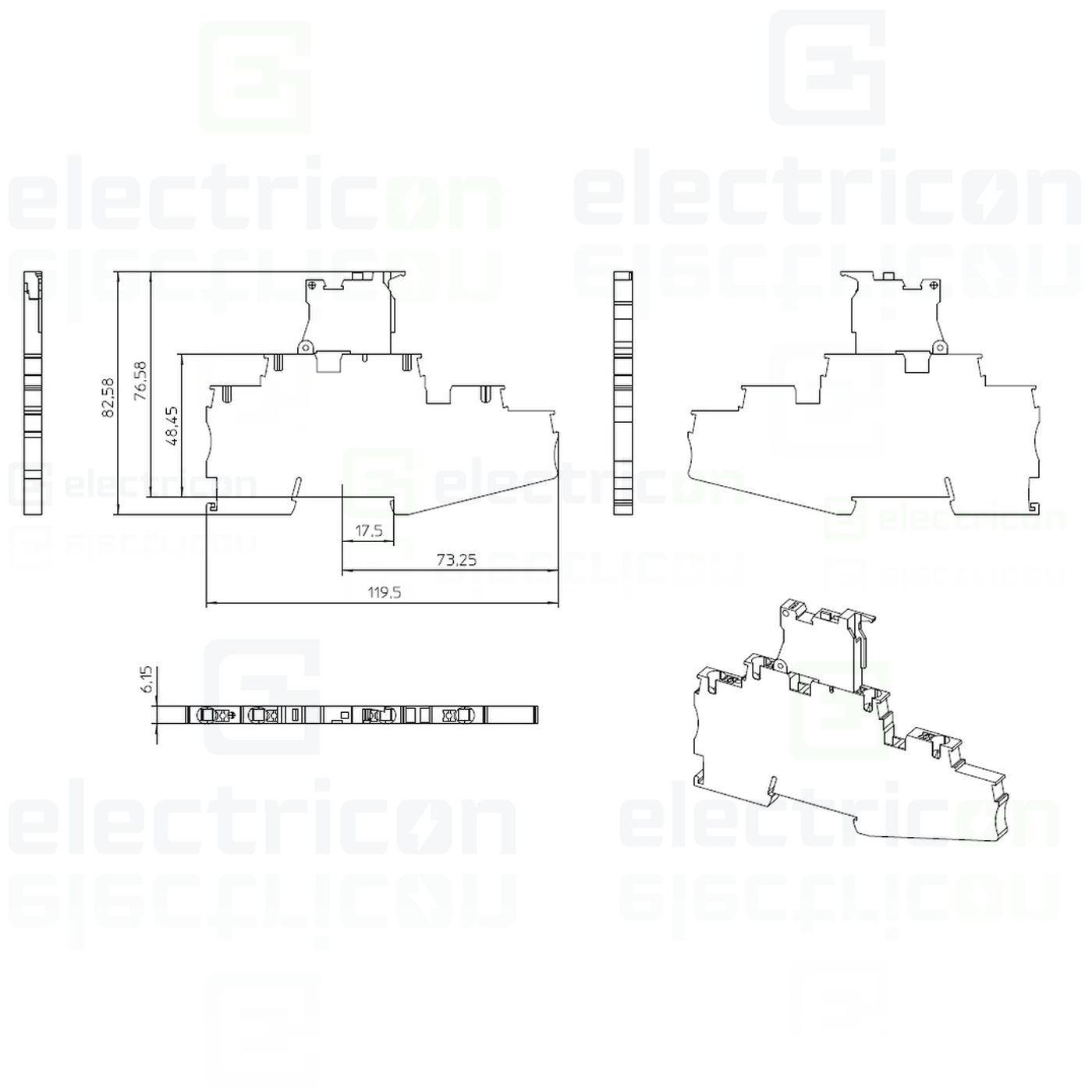 Clemă suport pentru siguranțe 5x20, 500V/28A, clemă șir cu 3 etaje și 4 conexiuni, cu LED indicator, PT 4-L/HESILED (5x20), negru, Phoenix Contact,3002612 [5]