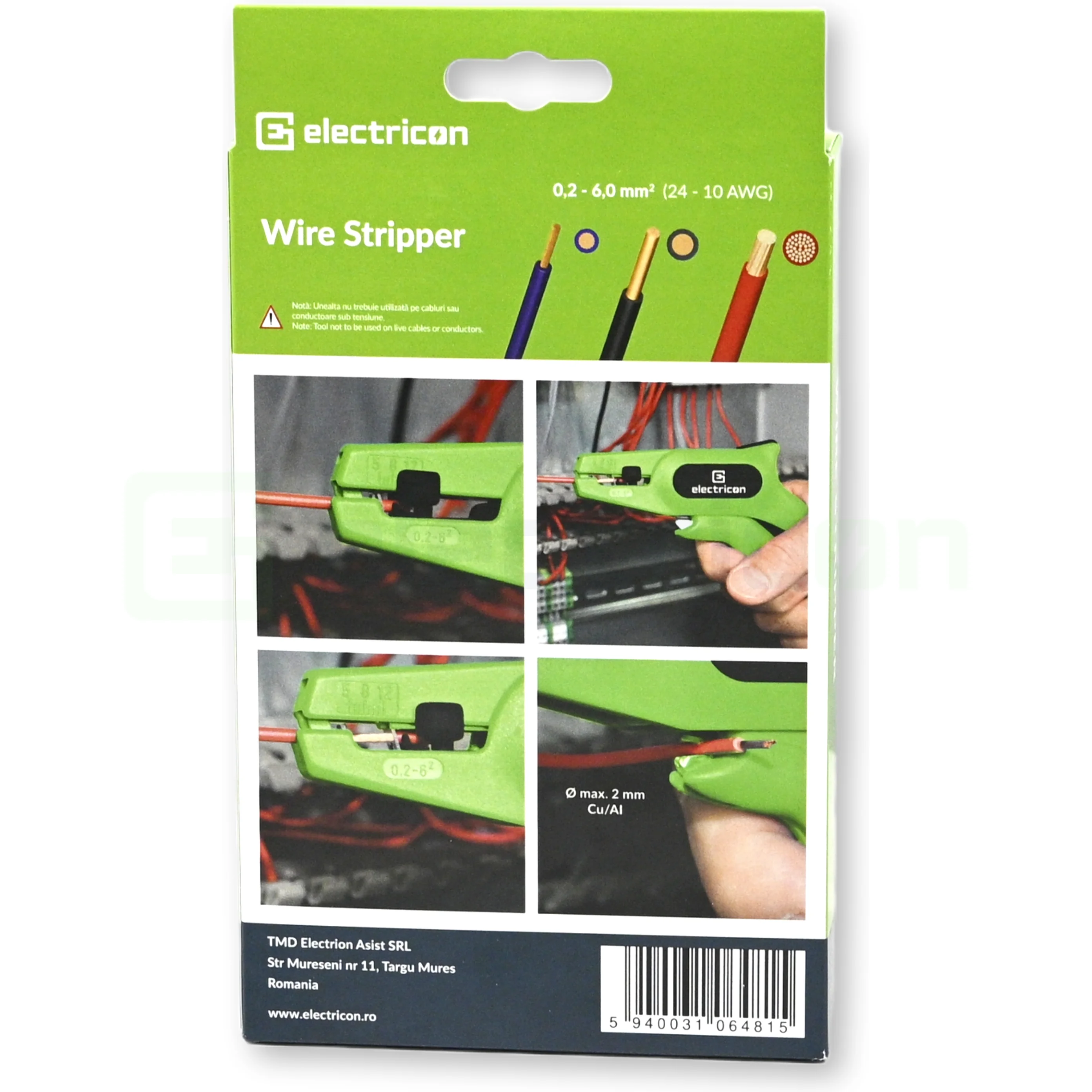 Clește de dezizolat cablu Electricon 6 verde, pentru conductorii litati si solizi, 0.2 - 6 mm² [7]