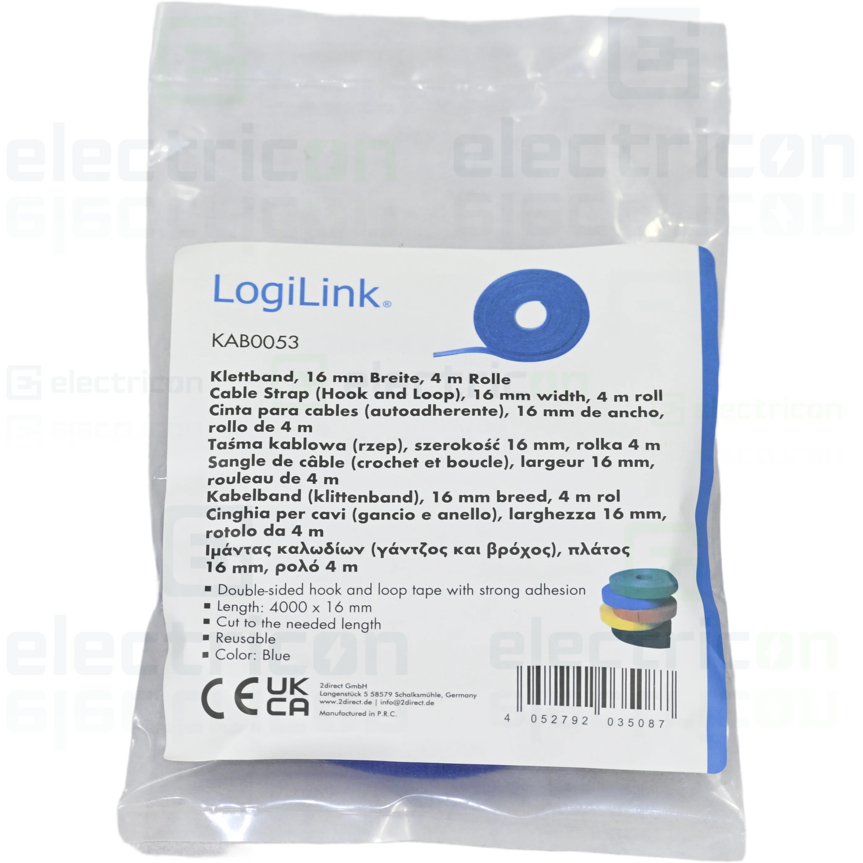 Colier velcro Schrack 16mm 4m albastru organizare cabluri [2]