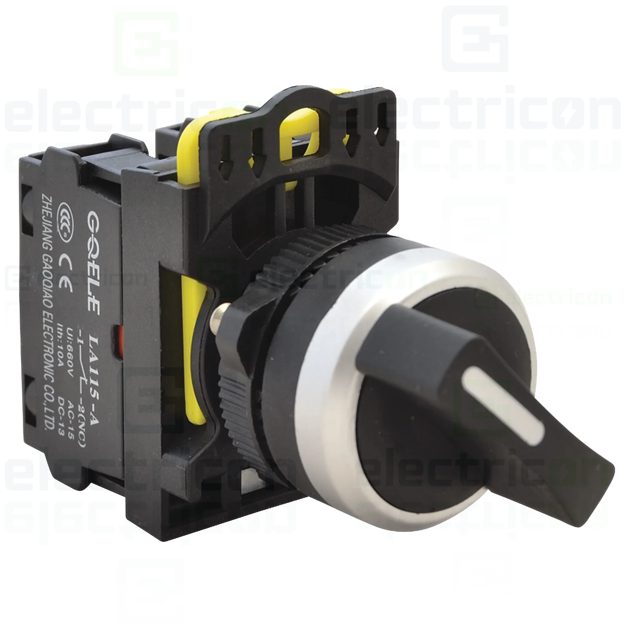 Comutator 2 poziții, cu braț, 1×NO+1×NC, 5A/230V AC-15, IP65, Tracon Electric, NYK3-S21BK [3]