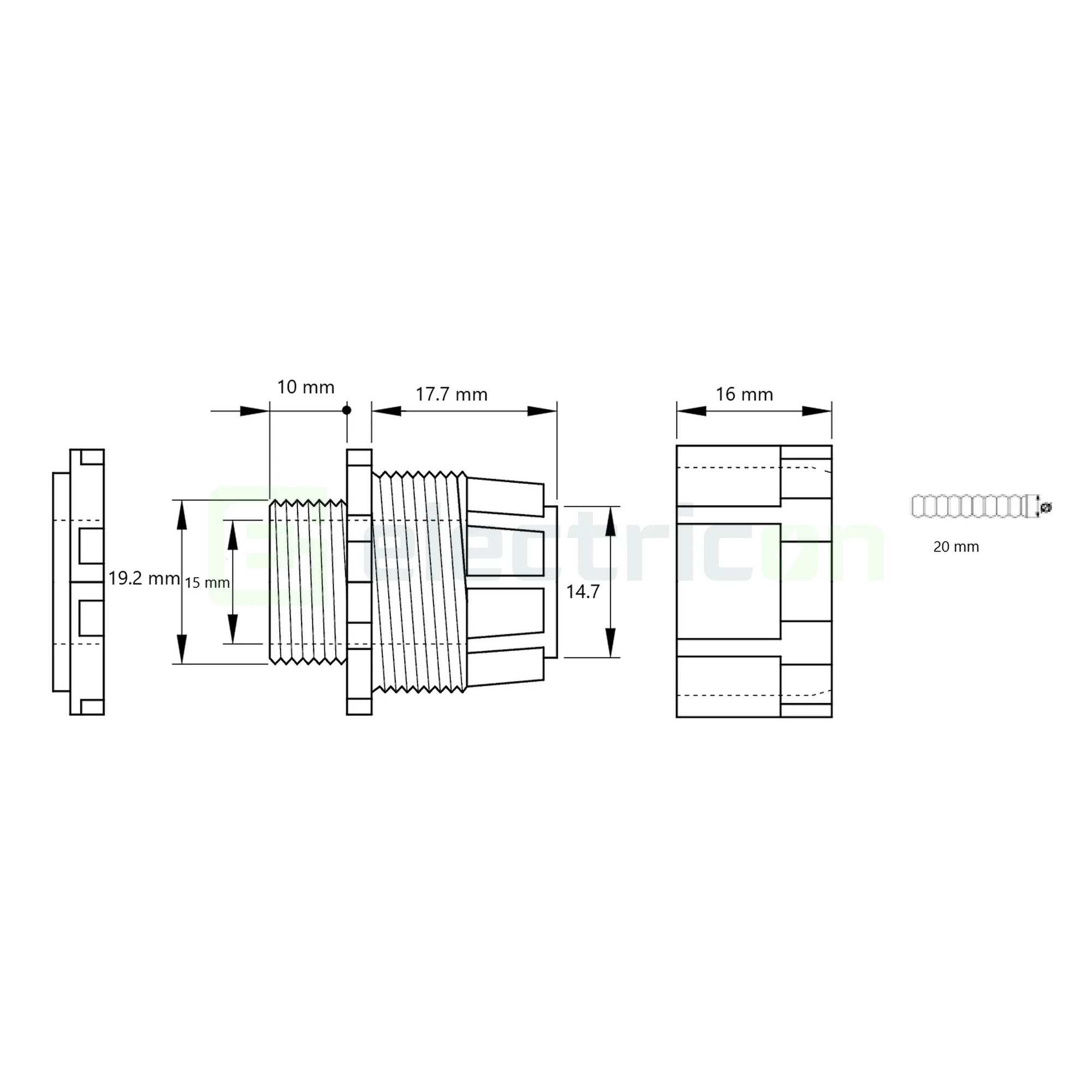 Conector pentru tub flexibil, M20, Tracon, GCS-20 [2]