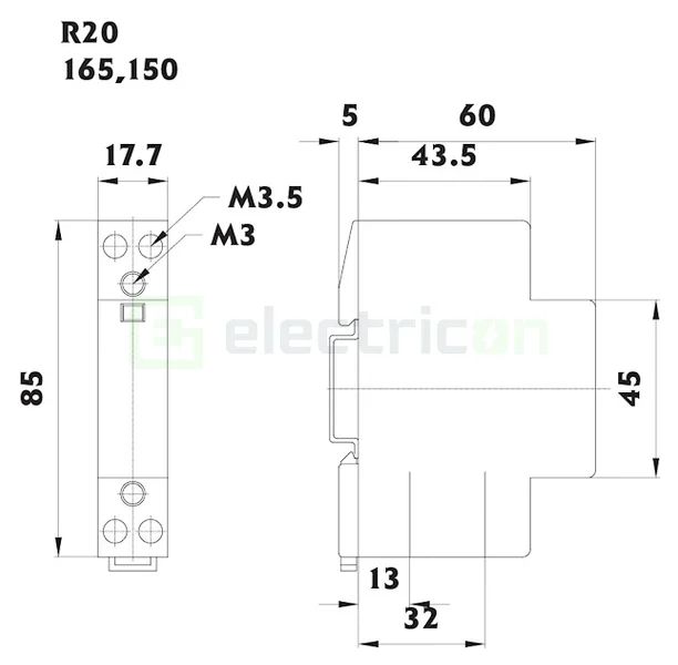 Contactor modular 32A, 2xNO [2]