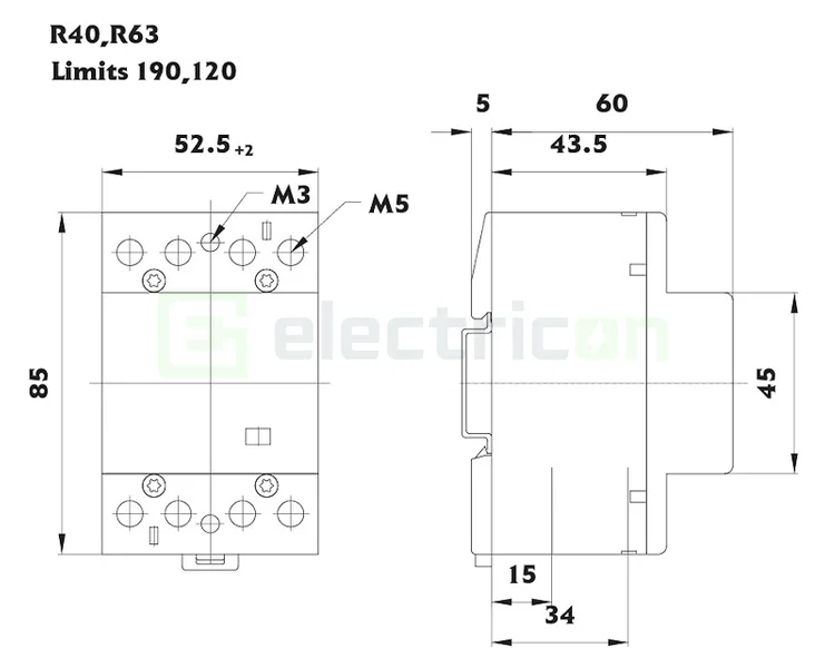 Contactor modular 4P, 3-module,4NO,63A [2]