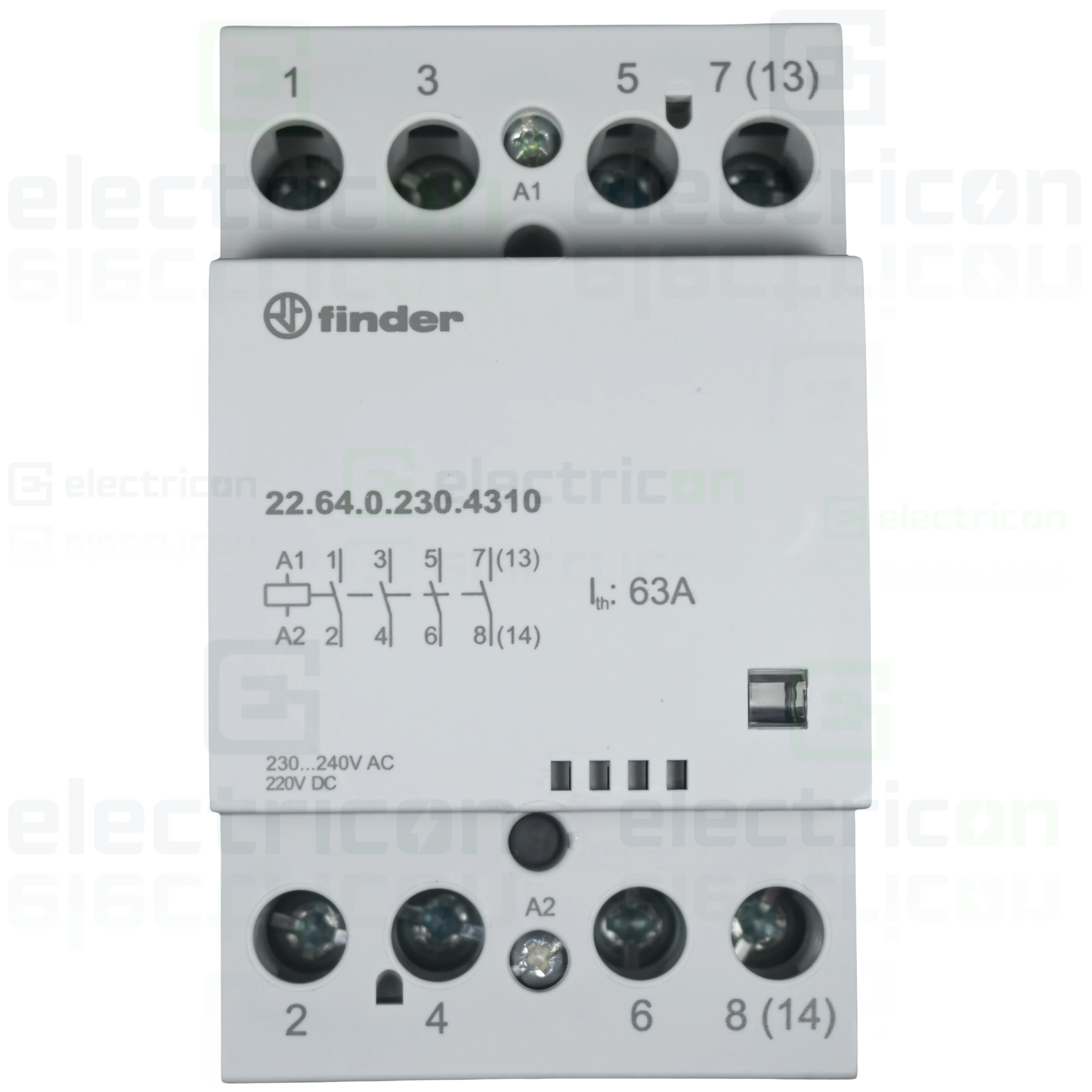 Contactor modular, 4P, 3module, 63A, 4NO, Finder, 22.64.0.230.4310 [1]