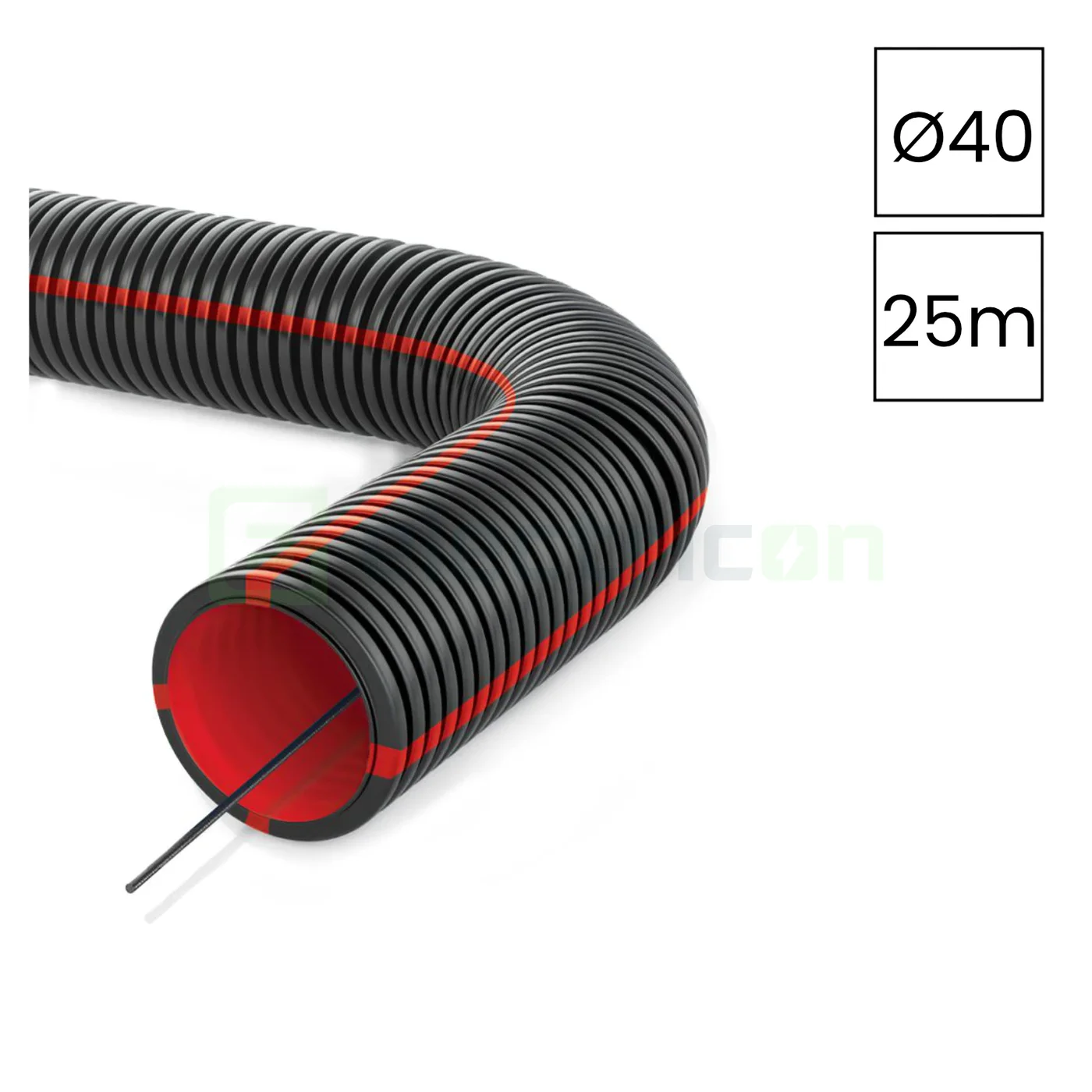 Tub copex ecranat Kouvidis GEONFLEX ISR, Ø40mm, cu fir de tragere și protecție EMI [5]