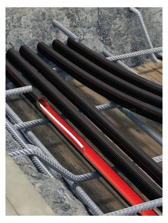 Copex tub flexibil Kouvidis DUROFLEX PLUS ISR 25mm 750N UV rezistent negru-rosu telecomunicații rola 25m 2051025 [3]