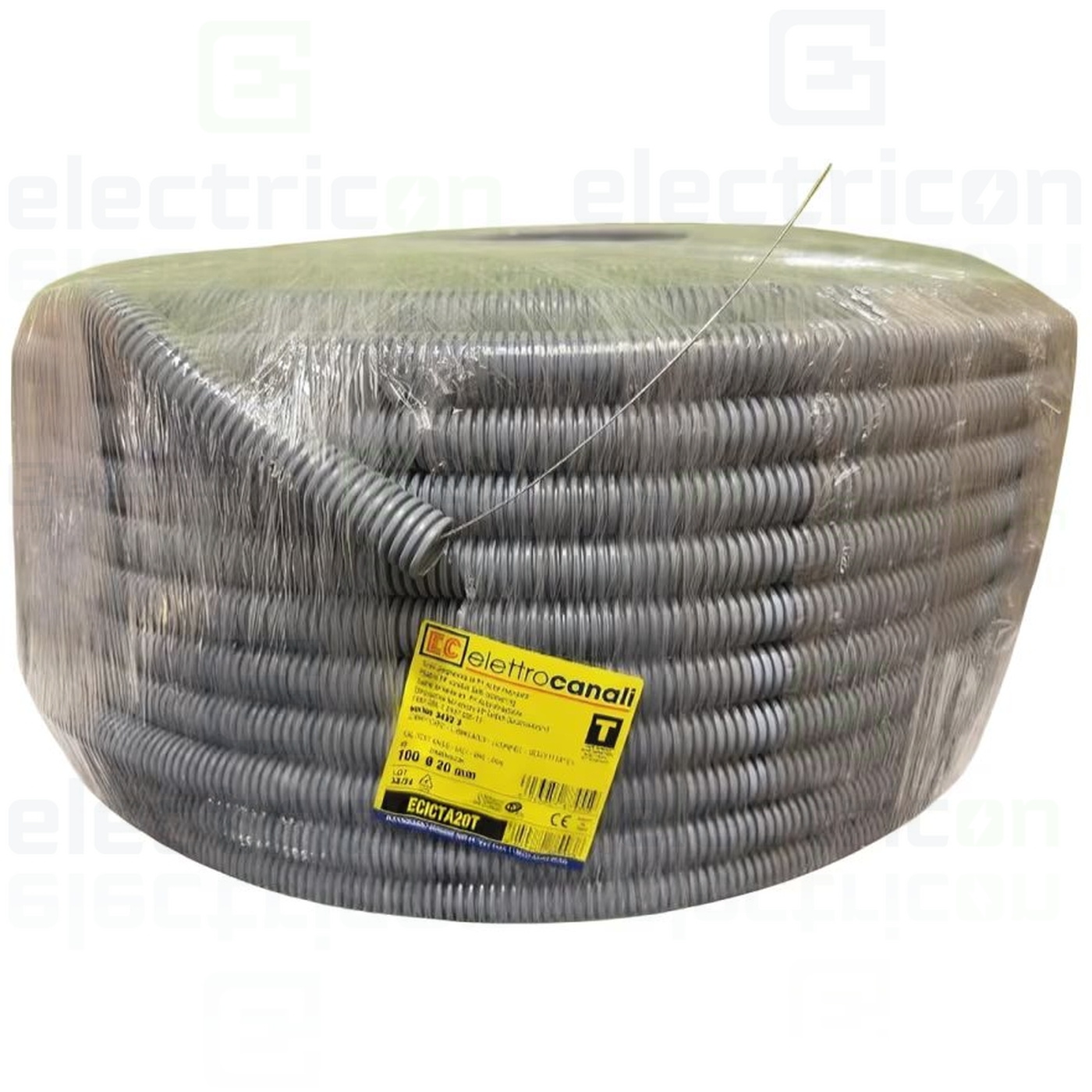 Copex tub flexibil, rola 100m, Ø20mm, ignifug, 750N, adaptat la ciment lichid, cu sonda, gri, ECICTA, Electrocannali , ECICTA20T [2]