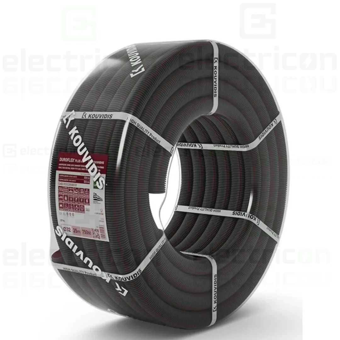 Copex tub flexibil, 25mm, 750N, rezistent la UV, rola 25 metri, negru (ext.) - rosu (int.), DUROFLEX PLUS ISR, Kouvidis, 2050025 [2]