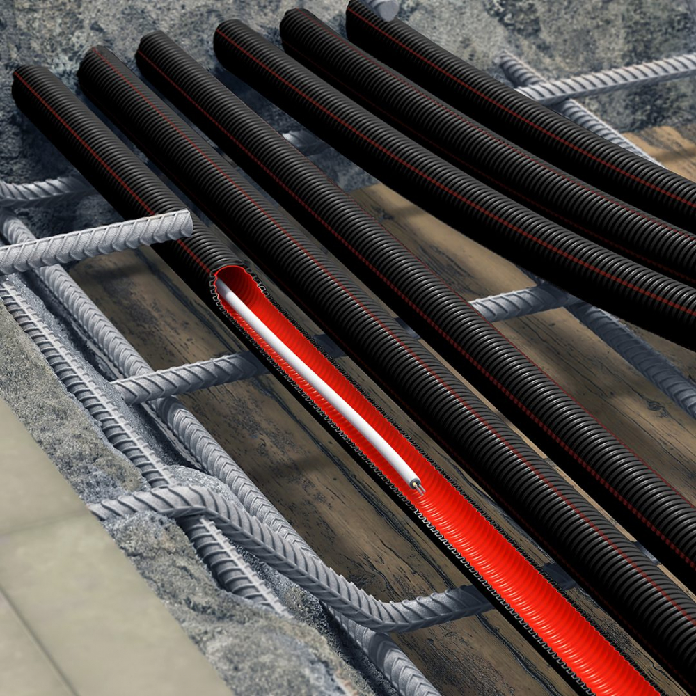 Copex tub flexibil, 25mm, 750N, rezistent la UV, rola 25 metri, negru (ext.) - rosu (int.), DUROFLEX PLUS ISR, Kouvidis, 2050025 [4]