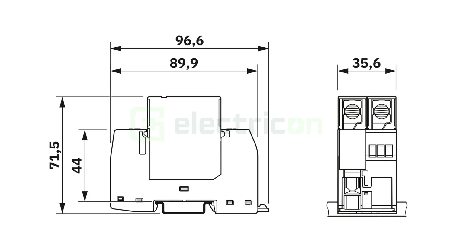 Descărcător Phoenix Contact 1466738 SP-EE-VAL-T2-335-1+1-UT monofazat tip 2 335V AC L1/N/PE plug-in modular [2]