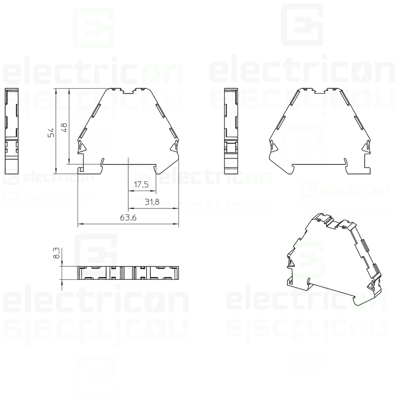 Distanțor pentru clemele șir, seria PTRVB, cu 4 etaje, gri, DP-PTRV 4, Phoenix Contact, 3270163 [3]