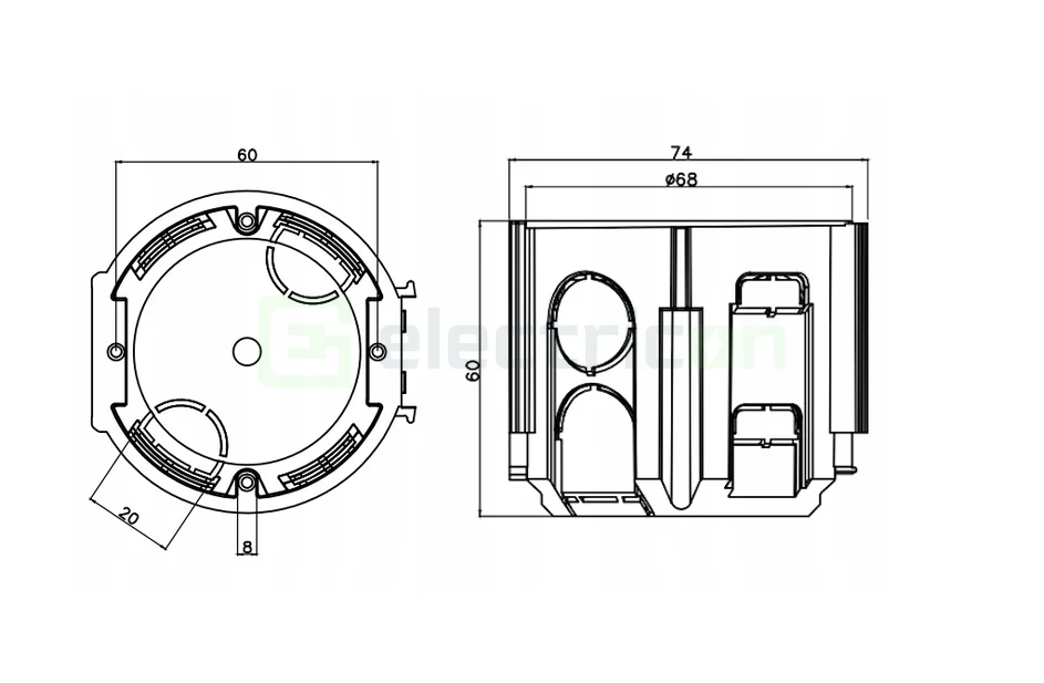 Doză aparataj încastrată Pawbol A.0091K Ø68 adâncime 60mm [4]