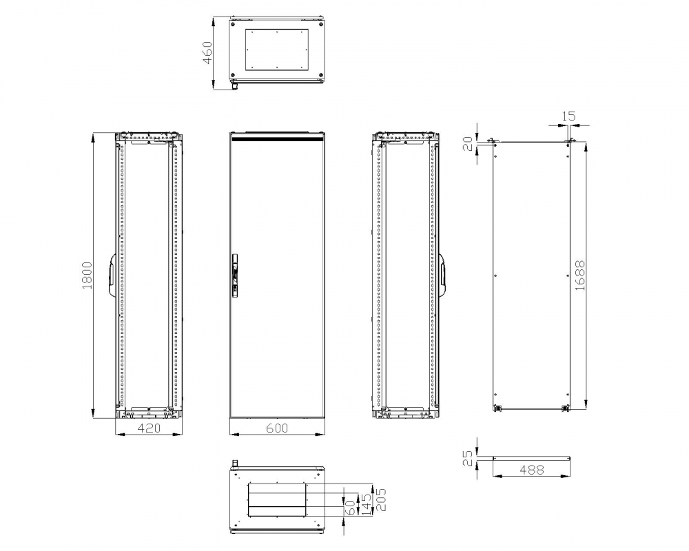 Dulap compact cu o uşa, 1800x600x400mm, RAL 7035 IP65, Schrack, KT186040 [2]