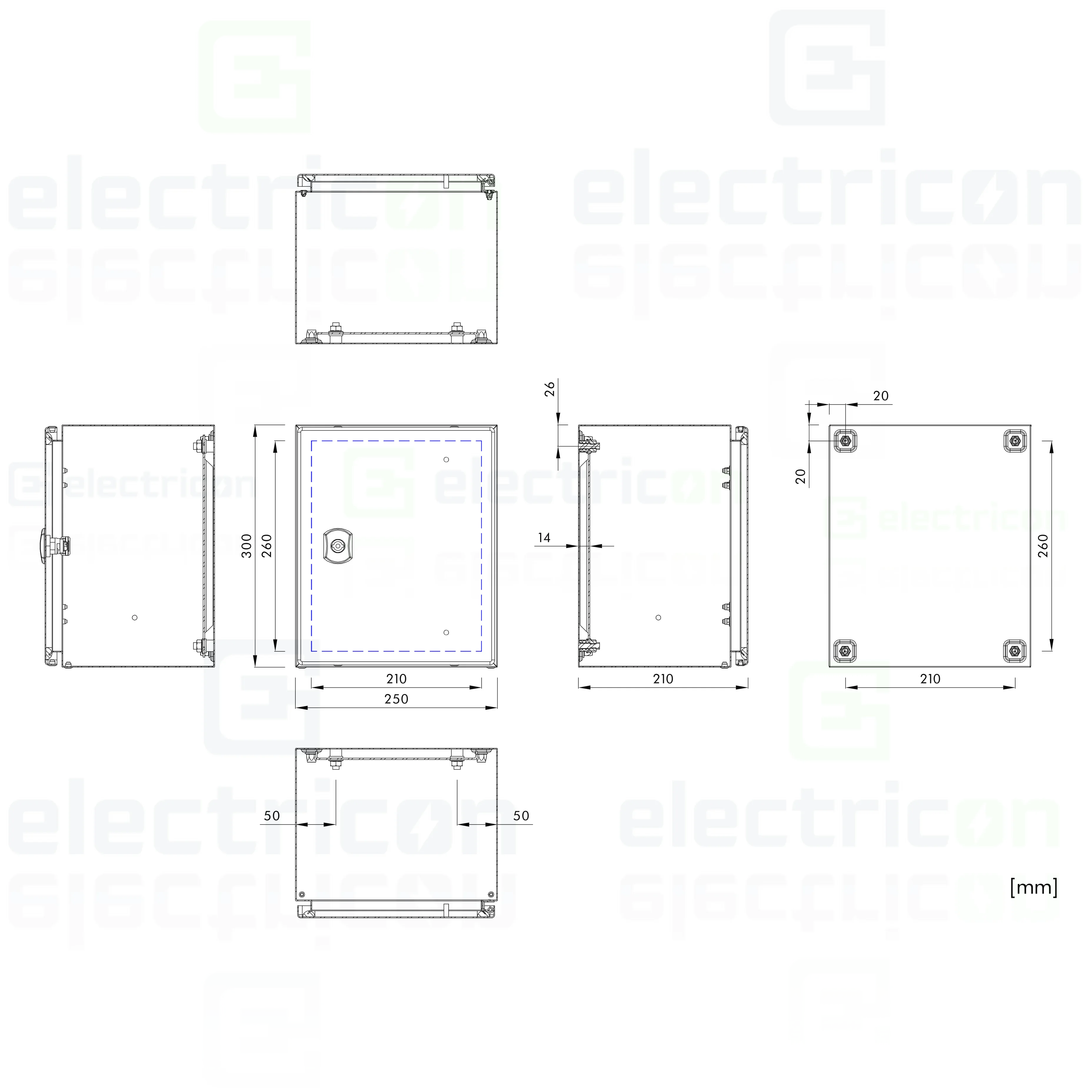 Dulap metalic cu contrapanou si usa, IP66, 300x250x210 mm, Schrack, WSA3025210 [8]