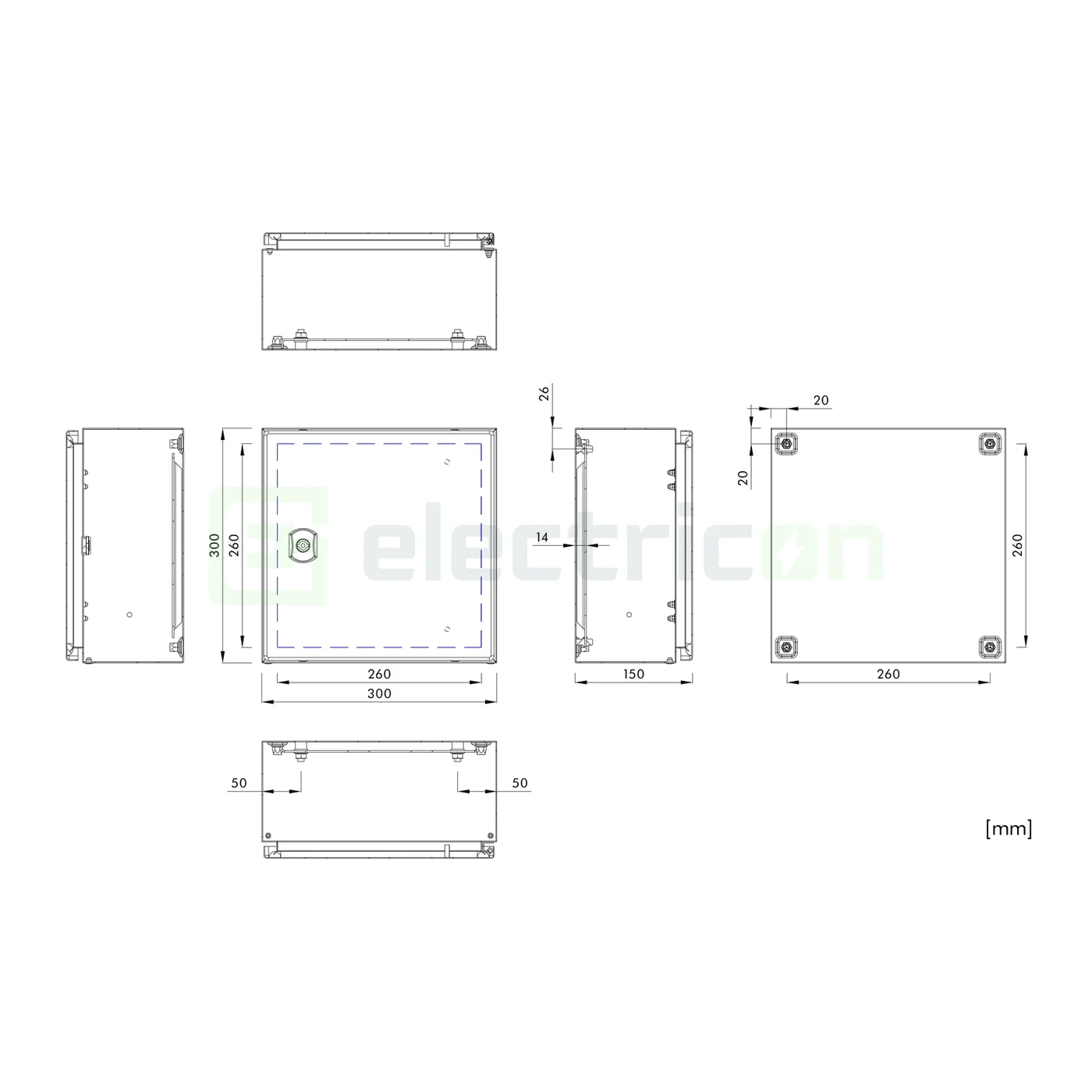 Dulap metalic cu contrapanou si usa, IP66, 300x300x150 mm, Schrack, WSA3030150 [8]