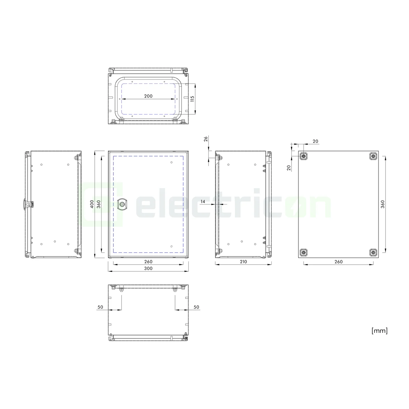Dulap metalic cu contrapanou si usa, IP66, 400x300x210 mm, Schrack, WSA4030210 [5]