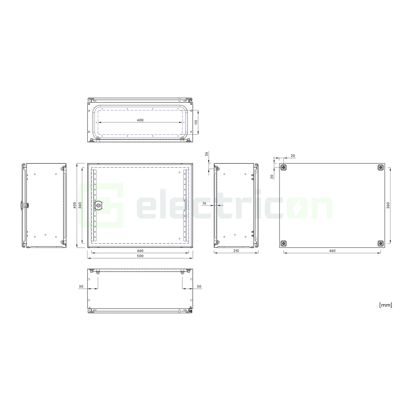 Dulap metalic cu contrapanou si usa, IP66, 400x500x210 mm, Schrack, WSA4050210 [2]