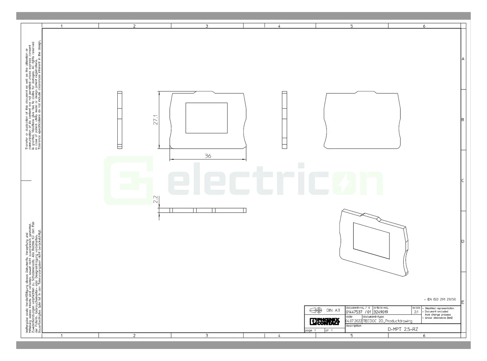 Element terminal pentru clema Phoenix Contact serie MPT pe partea dreapta, D-MPT 2.5-RZ, Phoenix Contact, 3249019 [2]