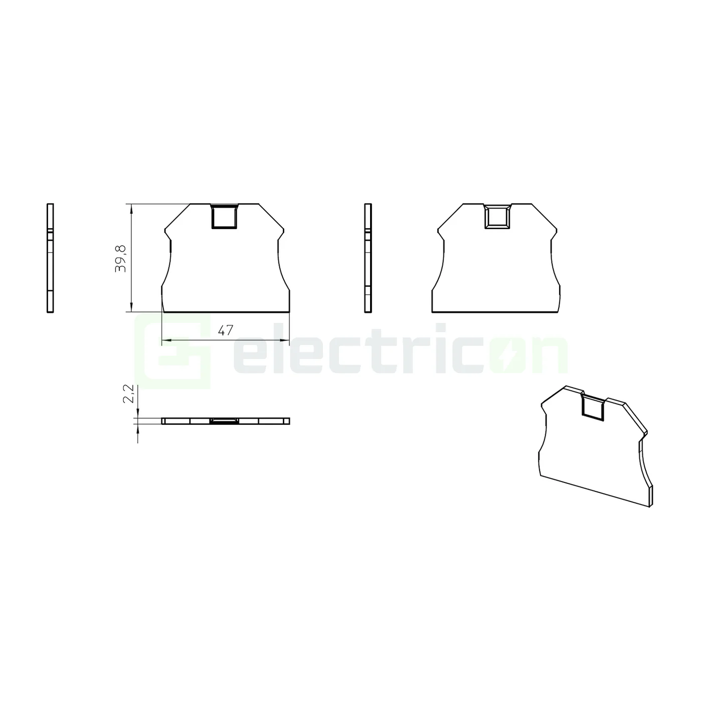 Element terminal pentru clema Phoenix Contact serie UT 6, gri, D-UT 2,5/10, Phoenix Contact, 3047028 [2]