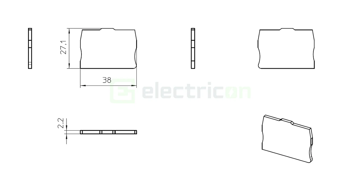 Element terminal capac final D-MPT 4 Phoenix Contact 3249003, gri, 27,1x2,2x38mm [2]