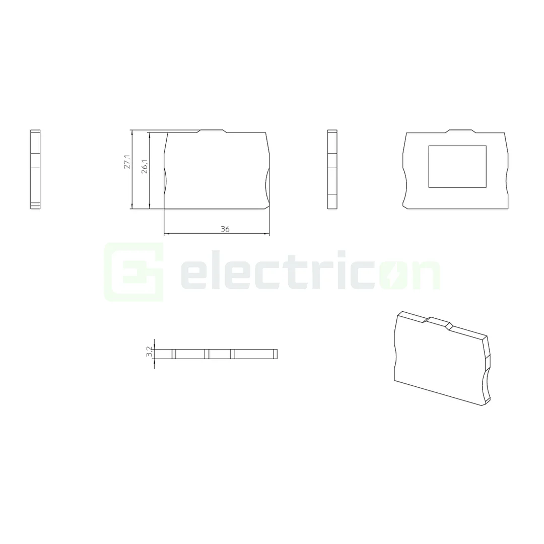 Element terminal pentru clemele șir, seria MPT, pe partea stanga, gri, DP-MPT 2,5 L, Phoenix Contact, 1075386 [3]