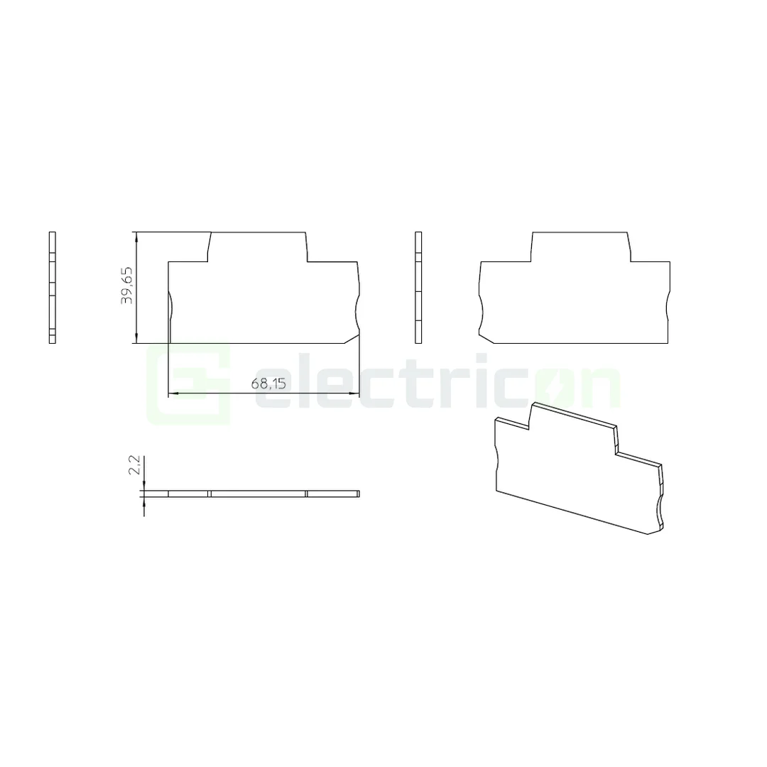Element terminal pentru clemele șir, seria PTTB, gri, D-PTTB 2,5, Phoenix Contact, 3211634 [3]