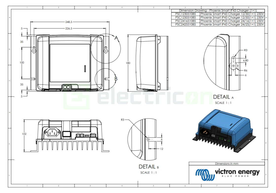 Incarcator de retea Victron Energy Phoenix Smart IP43 Charger 24 16 (1+1) [3]