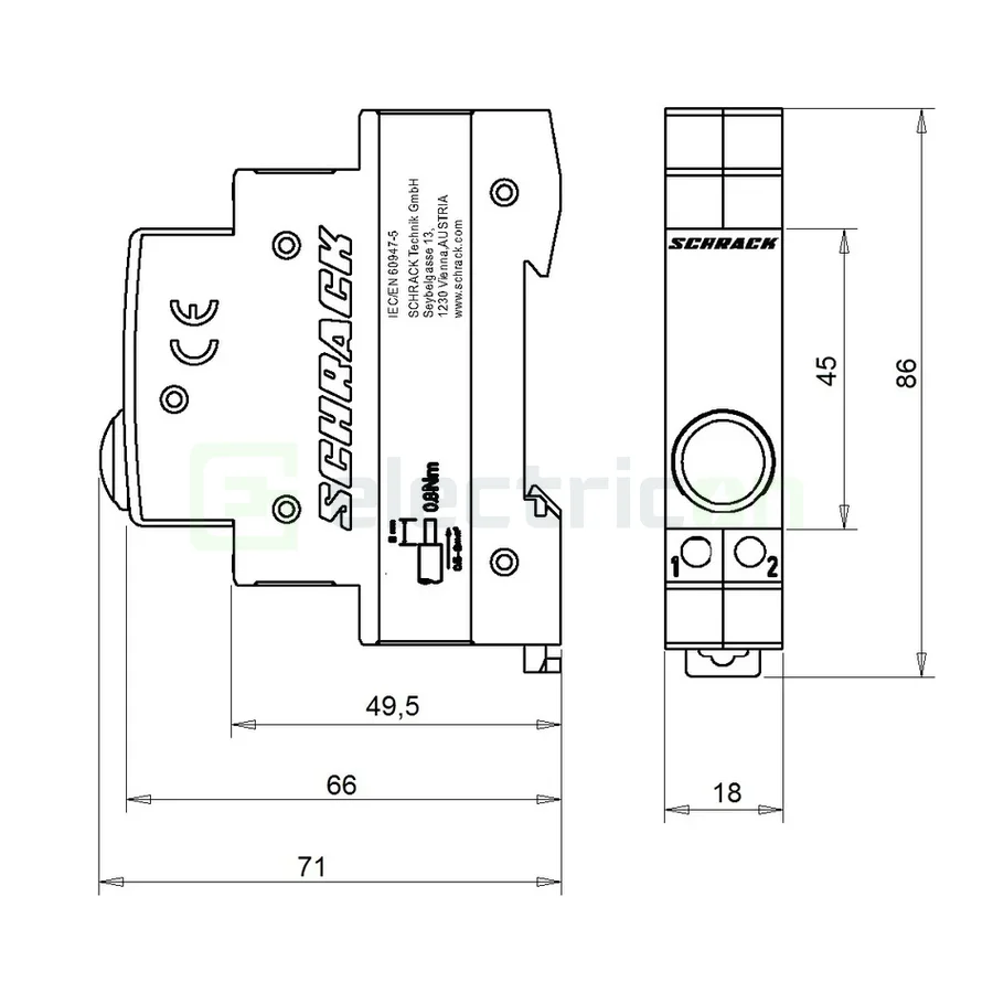 Indicator de tensiune monofazic, 230VAC, alb, AZ106804 [2]