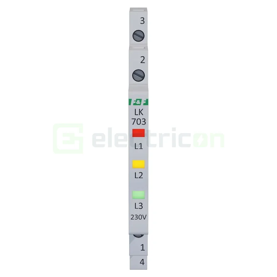 Indicator LED modular roșu/galben/verde Slim trifazic 230 V LK‑703K, F&F Filipowski, LK-703K-230V [2]