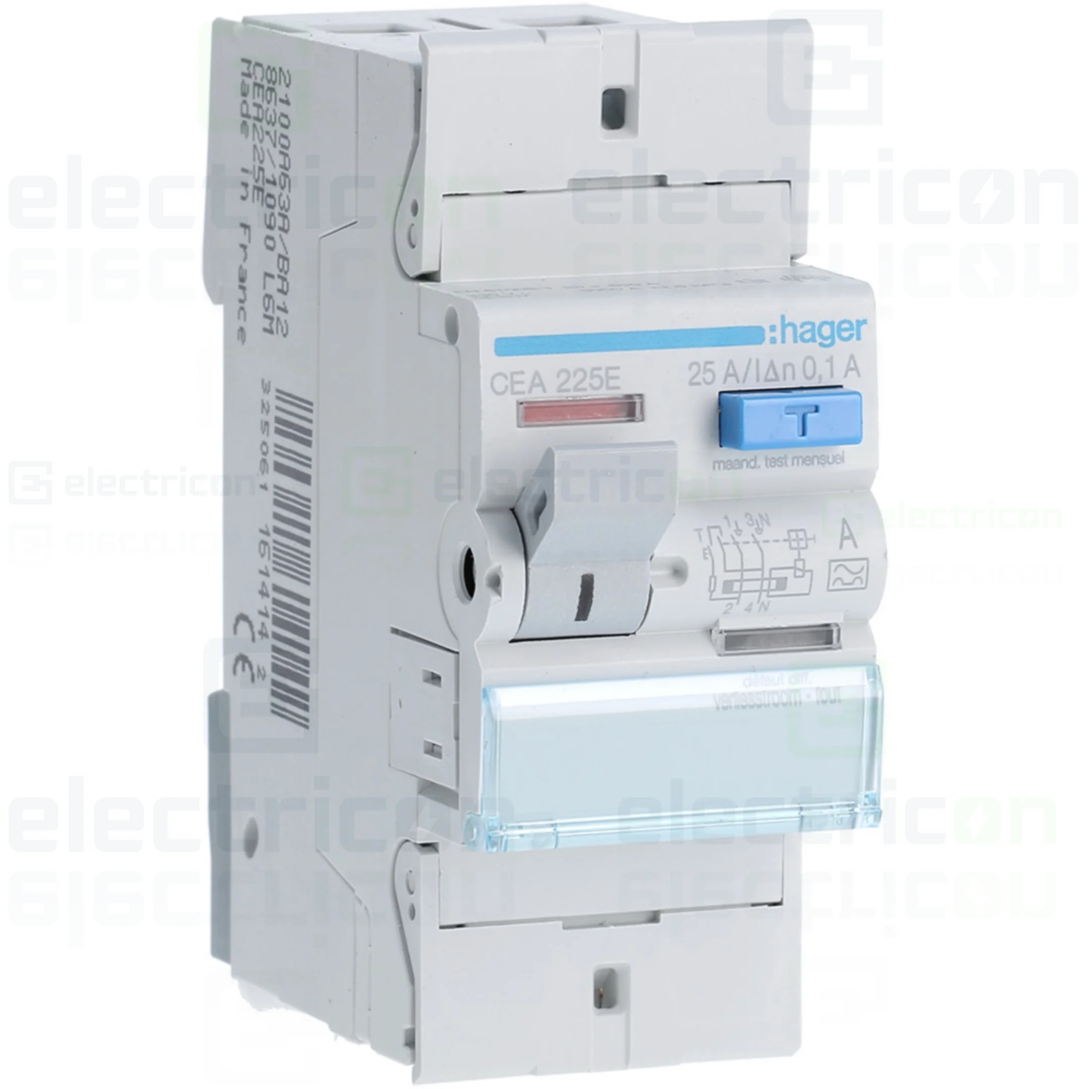 Intrerupator RCCB 2P 100mA 25A tip A Hager CEA225E [1]