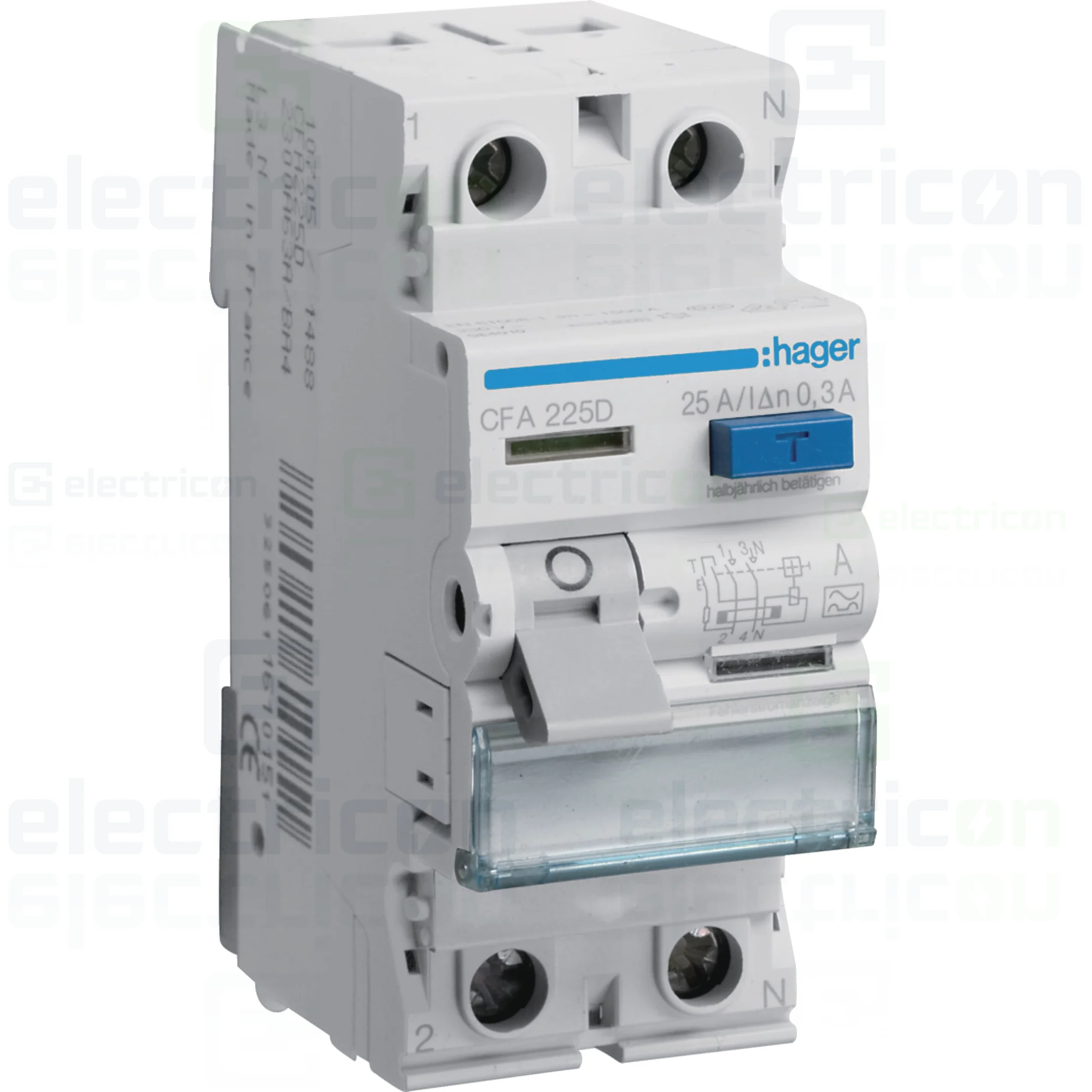 Intrerupator RCCB 2P 300mA 25A tip A Hager CFA225D [1]
