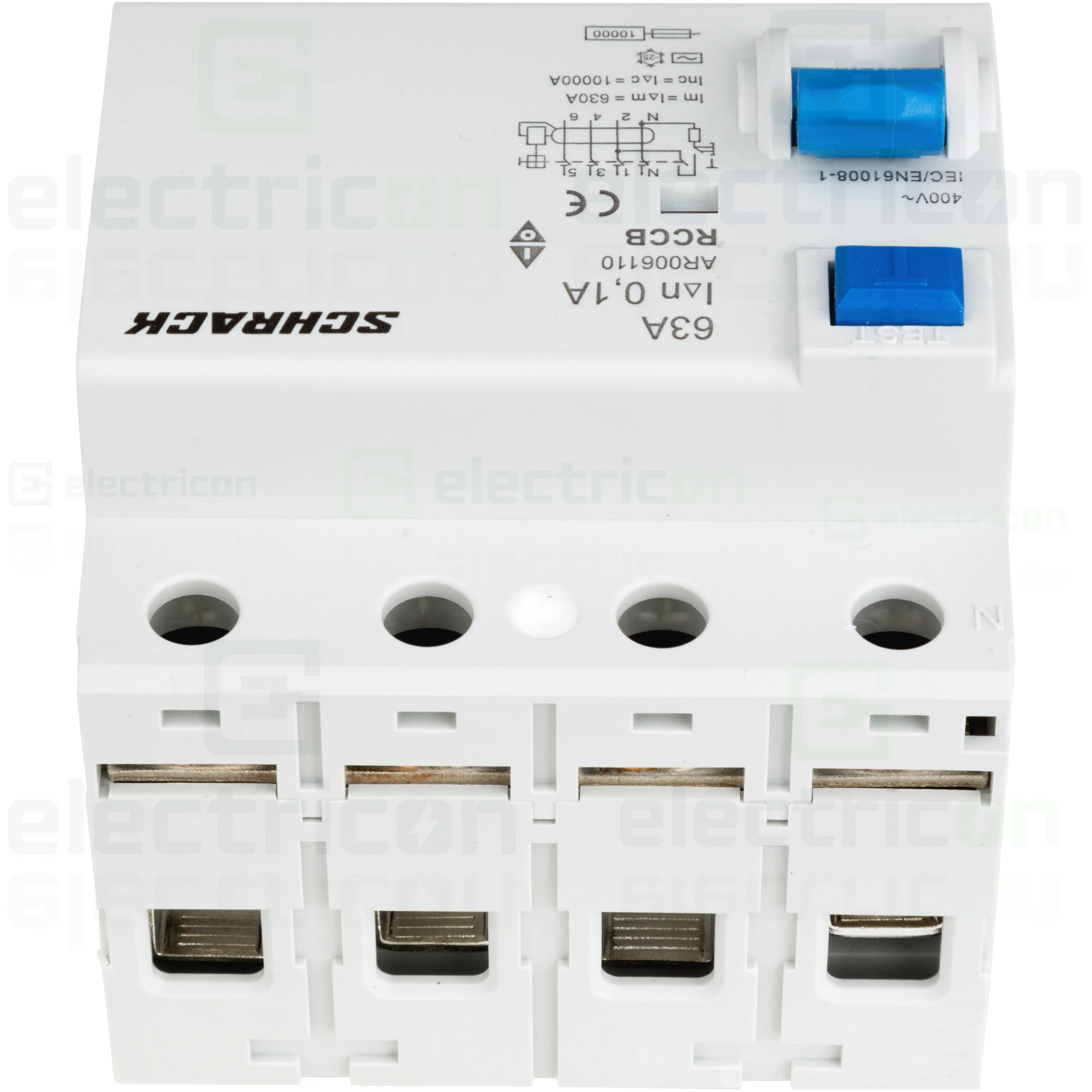 Intrerupator diferential RCCB, 4P, 100mA, 10kA, tip A, 63A, Amparo, Schrack [6]