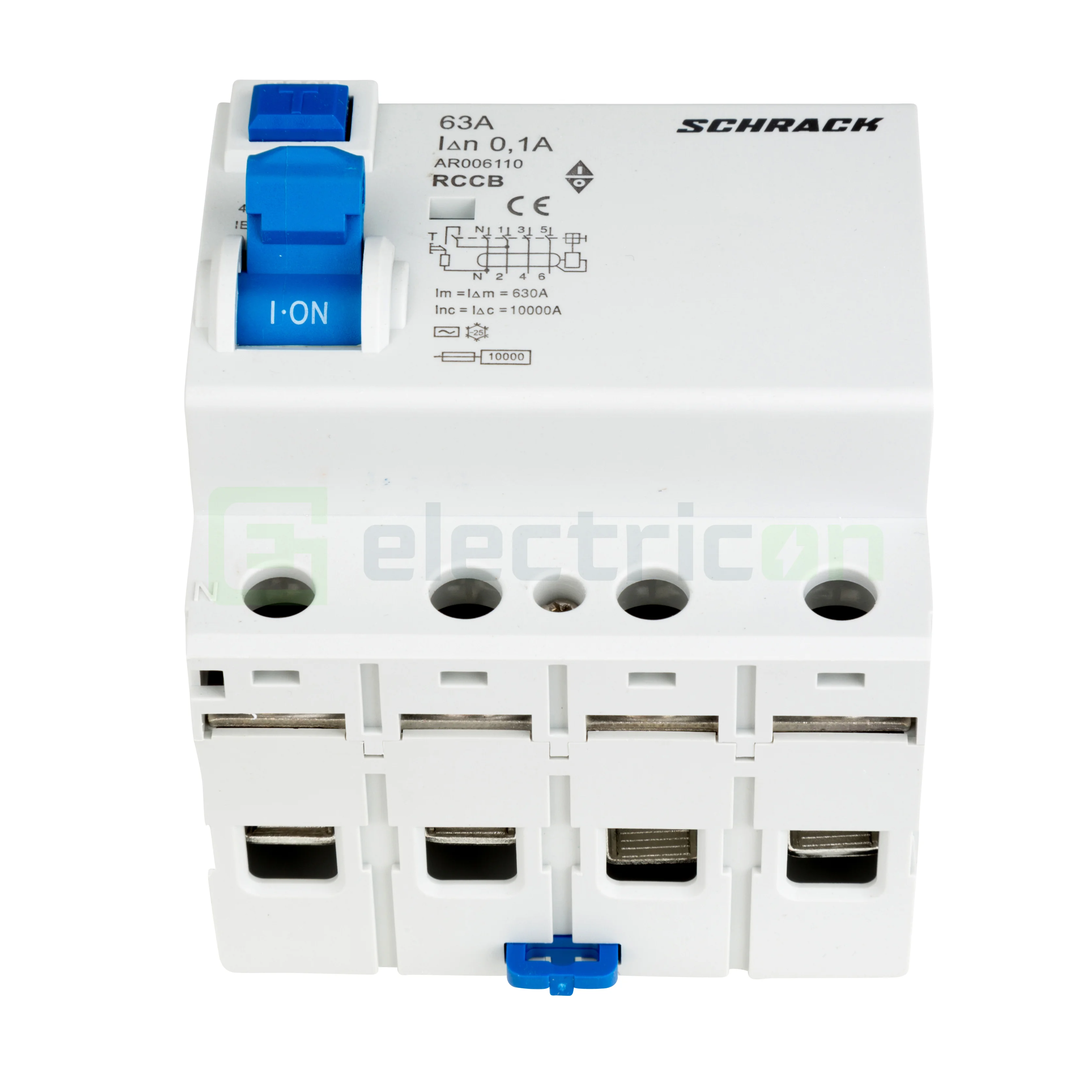 Intrerupator diferential RCCB, 4P, 100mA, 10kA, tip A, 63A, Amparo, Schrack [2]