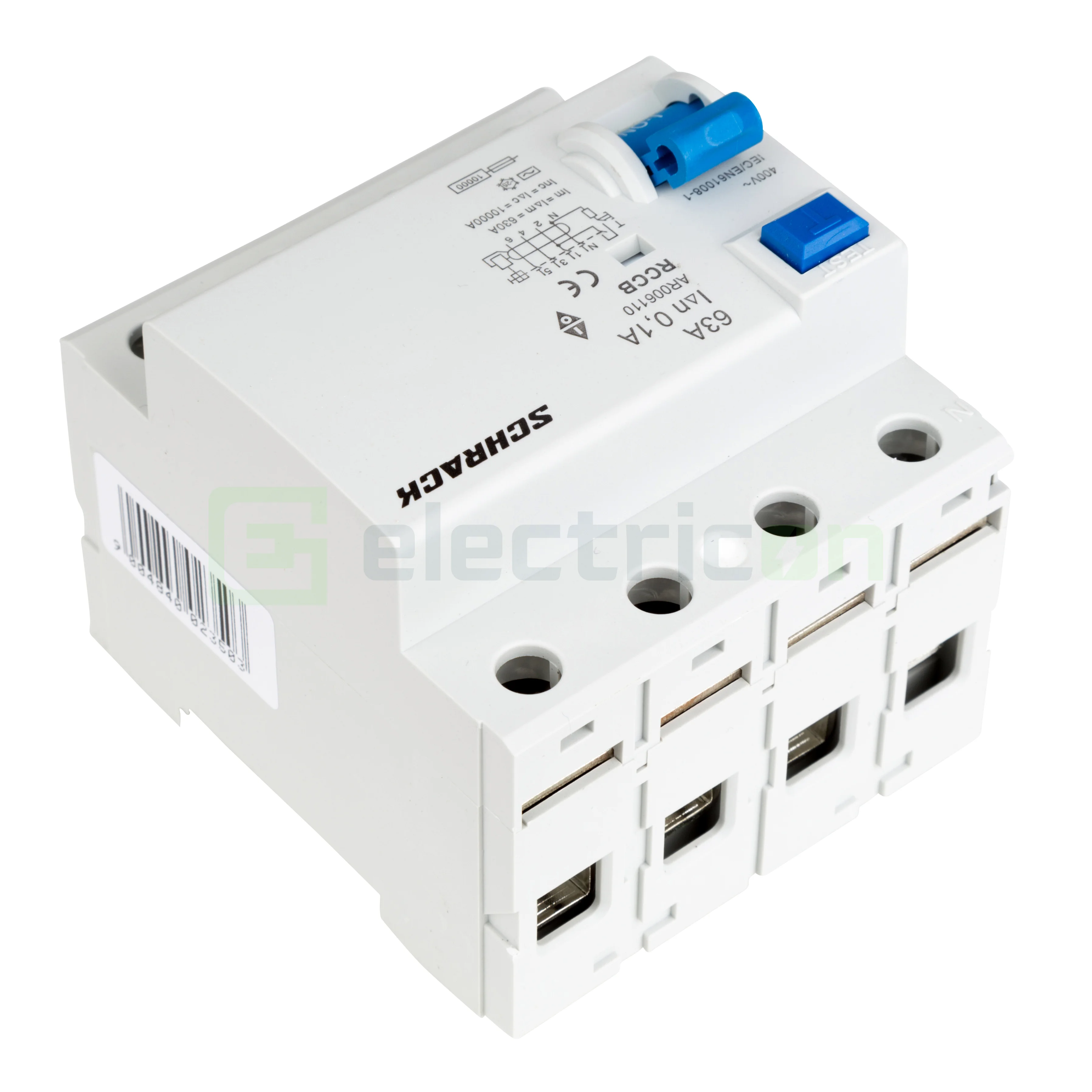 Intrerupator diferential RCCB, 4P, 100mA, 10kA, tip A, 63A, Amparo, Schrack [5]